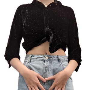 Black Velvet Constellation Button Up